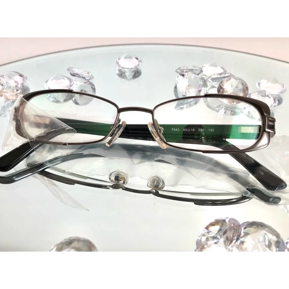 FENDI F943 Women’s Gunmetal Black Zero Power Reading Glasses Sz Small 49-16-135